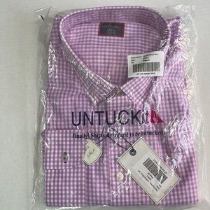 NWT Untuckit Mens Dress Shirt, Size XXXLC, Regular Fit, Pink and White